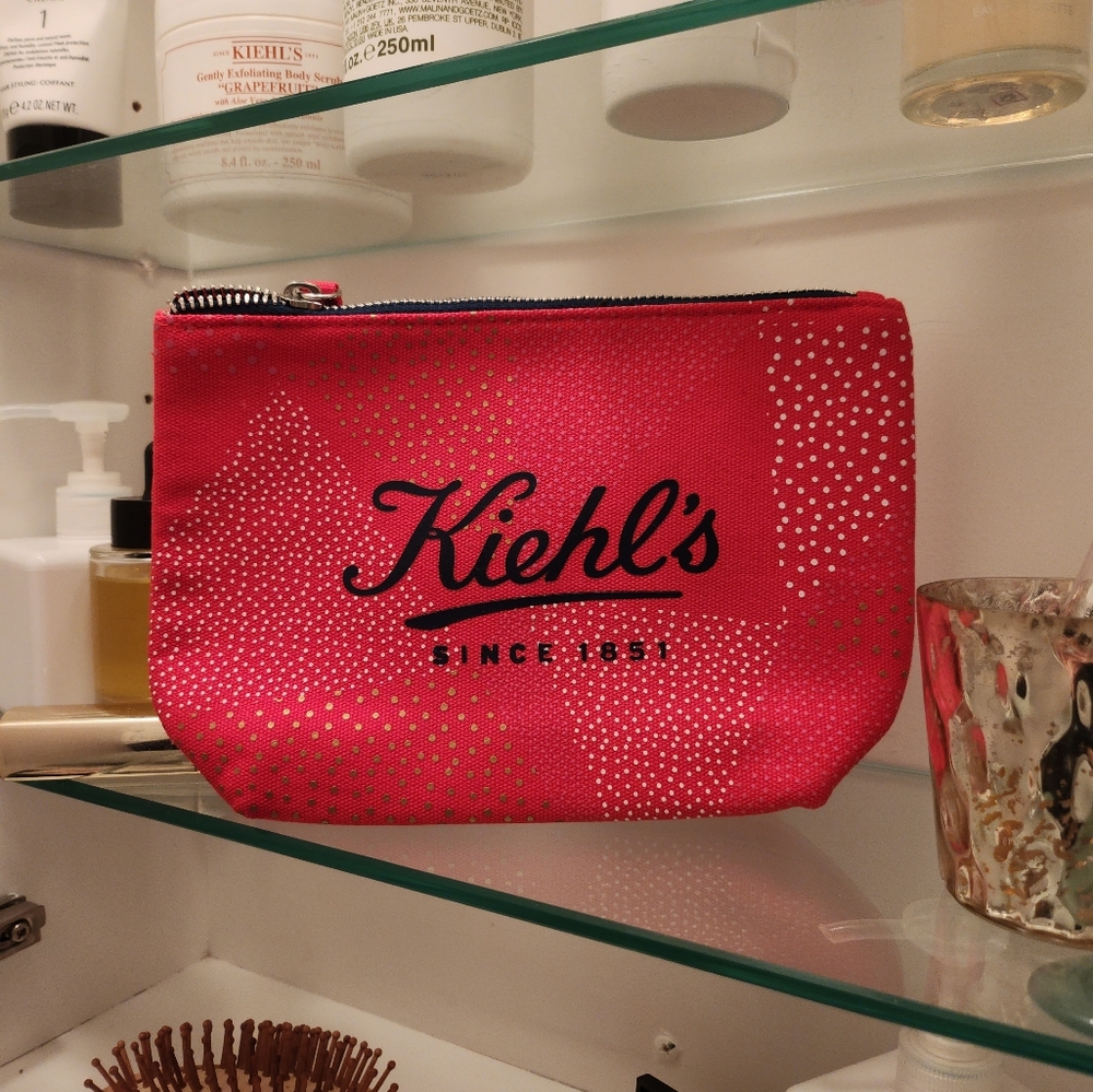NEW Kiehl's Limited Edition (Bannecker) red canvas bag / pouch / case